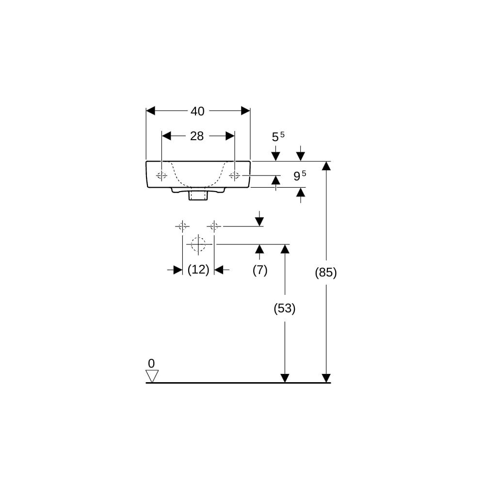 Geberit Renova Compact Handwaschbecken verkürzte Ausladung, mit Ablagefläche 40x15x2... GEBERIT-272141000 4022009273731 (Abb. 8)