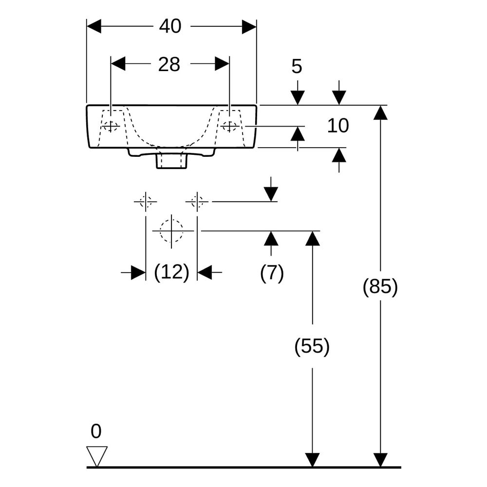 Geberit Renova Compact Handwaschbecken verkürzte Ausladung, mit Ablagefläche 40x15x... GEBERIT-272140000 4022009273656 (Abb. 12)