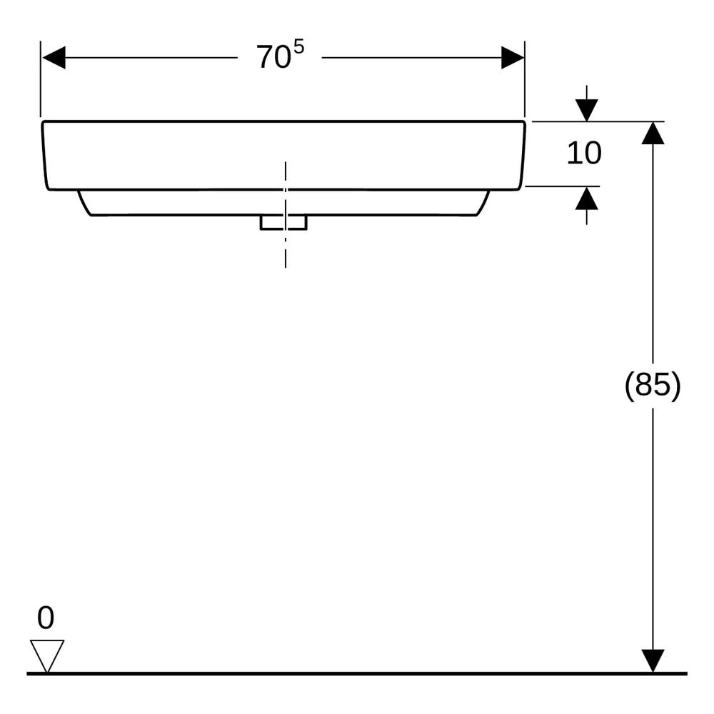 Geberit Renova Compact Eckwaschtisch, Breite 69,5cm, Tiefe 61,5cm, Hahnloch mittig,... GEBERIT-226150600 4022009329186 (Abb. 11)