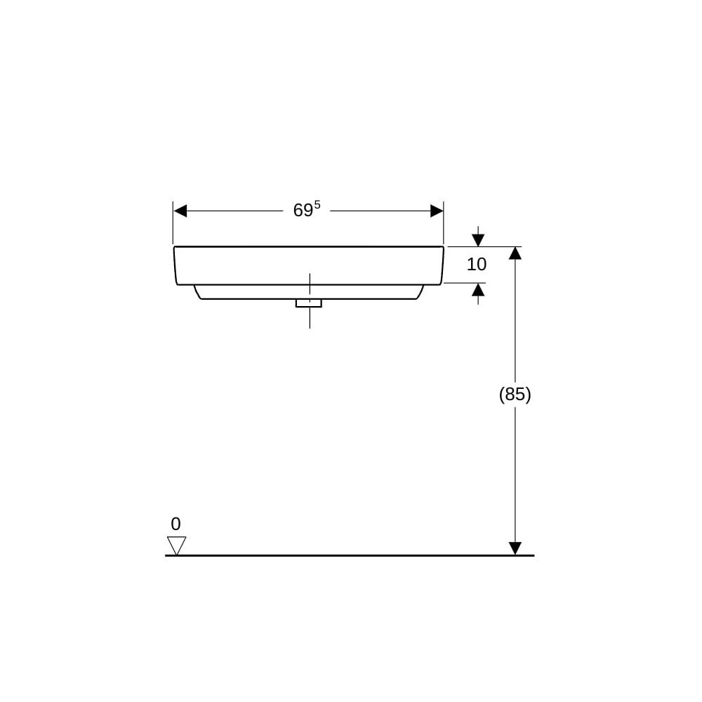 Geberit Renova Compact Eckwaschtisch, Breite 69,5cm, Tiefe 61,5cm, Hahnloch mittig, ... GEBERIT-226150000 4022009327267 (Abb. 8)