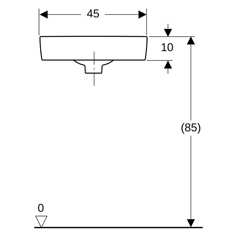 Geberit Renova Compact Eckhandwaschbecken, Breite 45cm, Tiefe 39,5cm, Hahnloch mitt... GEBERIT-276132000 4022009329810 (Abb. 11)