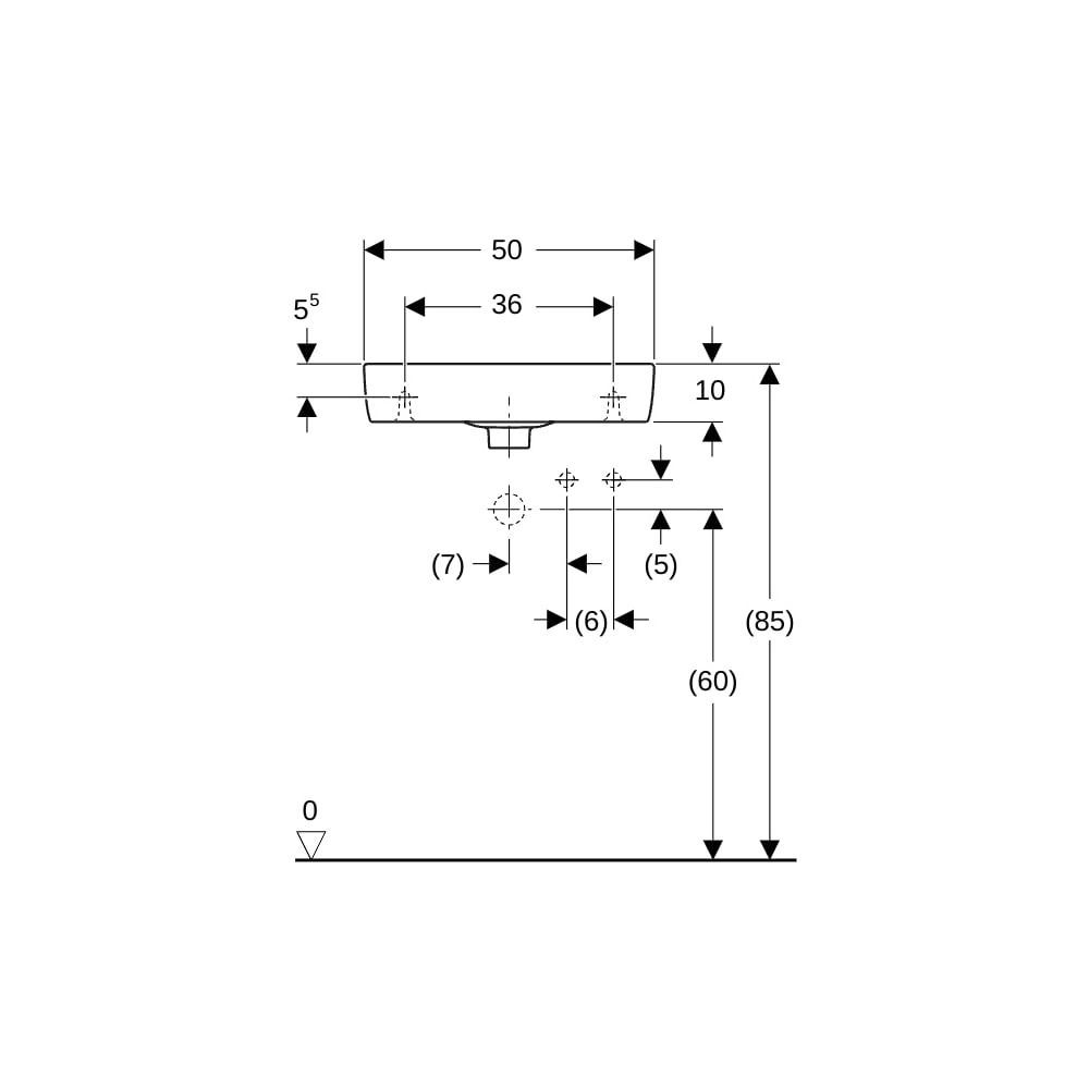Geberit Renova Compact Handwaschbecken Ablagefläche links verk. Ausladung 50x15x25cm... GEBERIT-276150000 4022009327366 (Abb. 8)