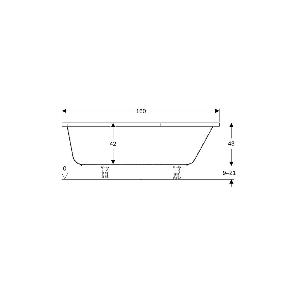Geberit Renova Fünfeckbadewanne Länge 160cm, Breite 75cm, Abgang links... GEBERIT-657261000 4022009093476 (Abb. 8)