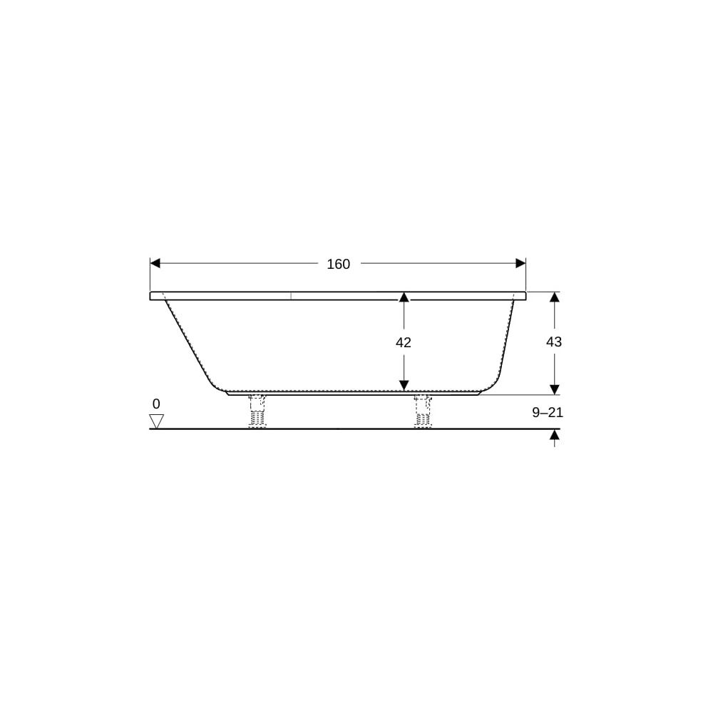Geberit Renova Fünfeckbadewanne Länge 160cm, Breite 75cm, Abgang rechts... GEBERIT-657260000 4022009093384 (Abb. 8)
