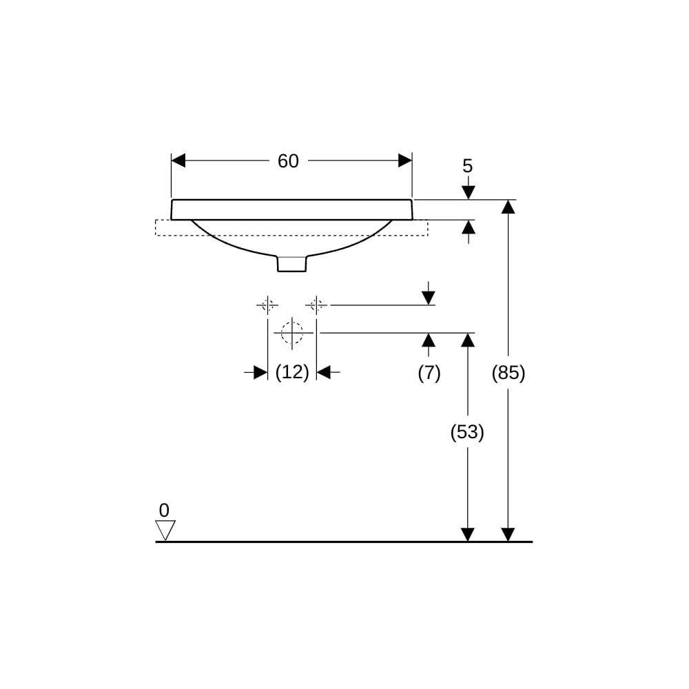 Geberit VariForm Einbauwaschtisch, elliptisch Breite 60cm, Tiefe 40cm, ohne Hahnloch... GEBERIT-500731002 4025416302438 (Abb. 8)