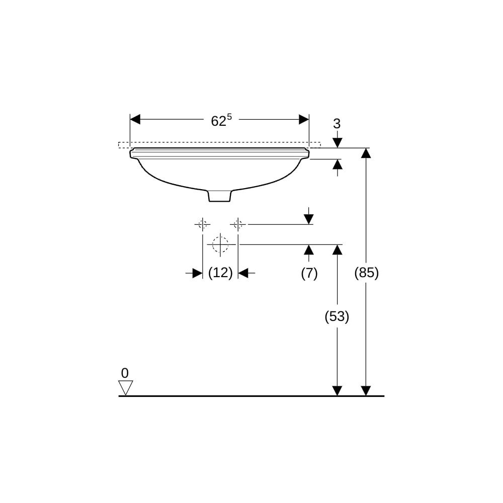 Geberit VariForm Unterbauwaschtisch elliptisch Tiefe 49cm, ohne Hahnloch, ohne Überl... GEBERIT-500759012 4025416678014 (Abb. 8)
