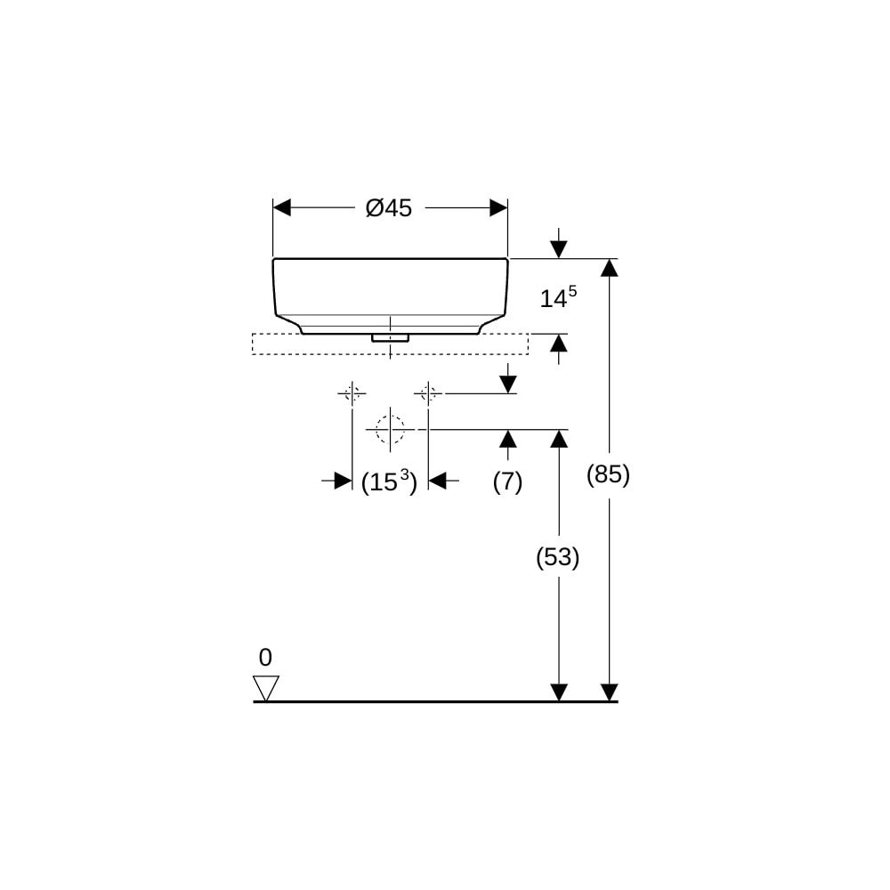 Geberit VariForm Aufsatzwaschtisch rund, mit Hahnlochbank Durchmesser 45cm, Hahnloch... GEBERIT-500769012 4025416683346 (Abb. 8)