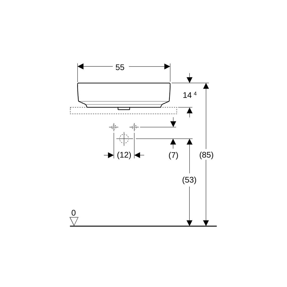 Geberit VariForm Aufsatzwaschtisch, oval, Breite 55cm, Tiefe 40cm, ohne Hahnloch, oh... GEBERIT-500771002 4025416303015 (Abb. 8)