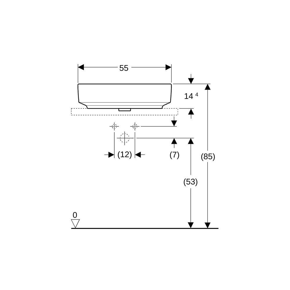 Geberit VariForm Aufsatzwaschtisch, elliptisch, Breite 55cm, Tiefe 40cm, ohne Hahnlo... GEBERIT-500774002 4025416303053 (Abb. 8)