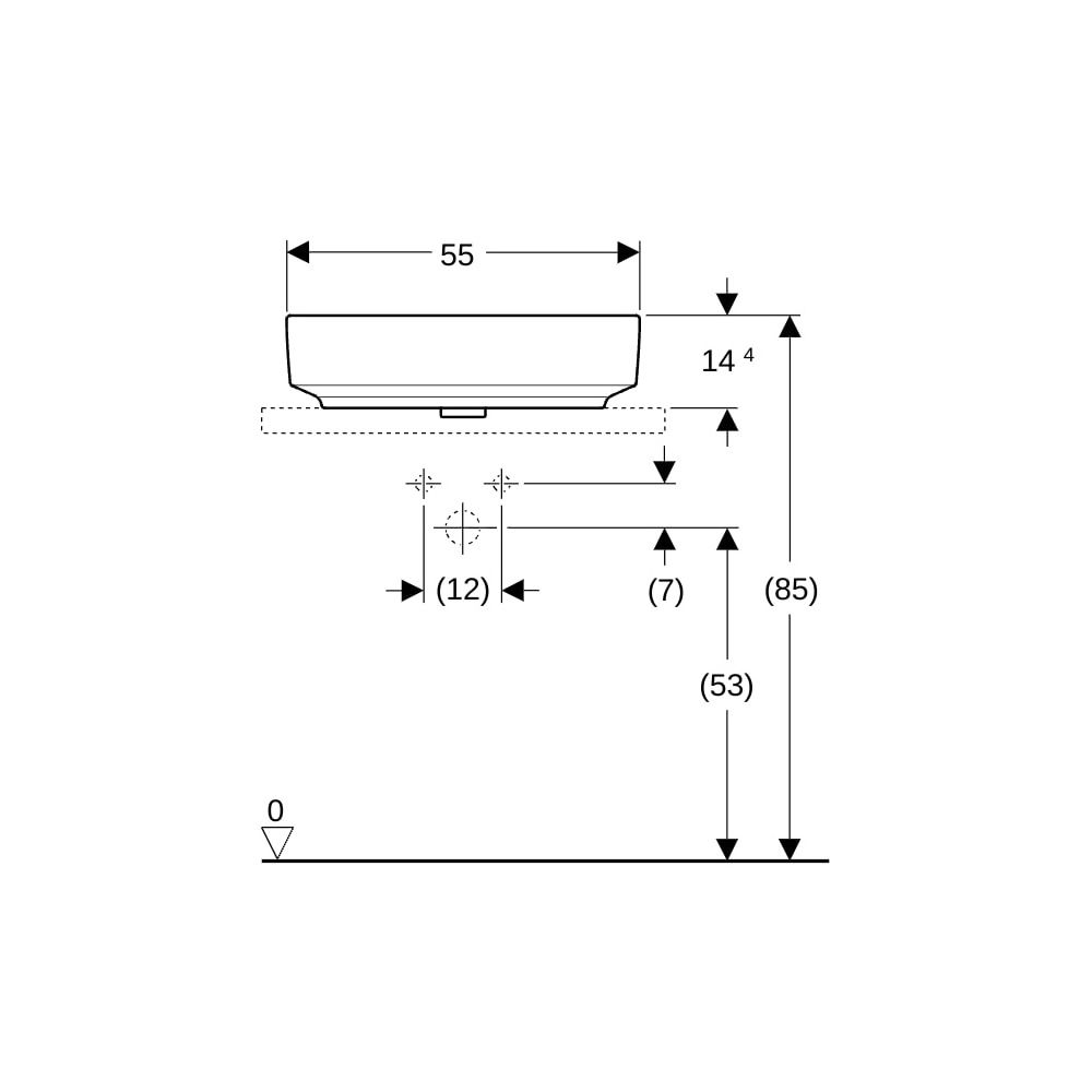 Geberit VariForm Aufsatzwaschtisch rechteckig, Breite 55cm, Tiefe 40cm, ohne Hahnloc... GEBERIT-500779002 4025416303121 (Abb. 8)