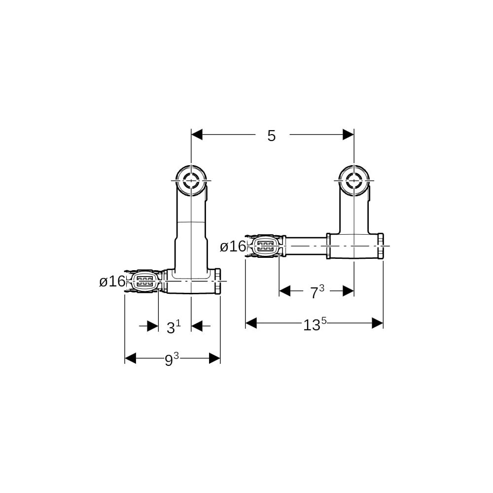Geberit FlowFit Set Anschluss-Endstücke für Vor-/Rücklauf, mit Anschlussverschraubun... GEBERIT-619450221 4025416602002 (Abb. 6)