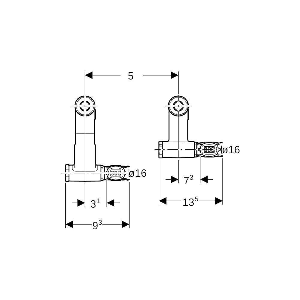 Geberit FlowFit Set Anschluss-Endstücke für Vor-/Rücklauf, mit Anschlussverschraubun... GEBERIT-619460221 4025416602040 (Abb. 6)