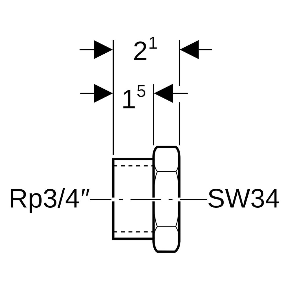 Geberit Kappe mit Innengewinde, Rp 3/4", 34mm, Messing, 612481001... GEBERIT-612481001 4025416045113 (Abb. 7)