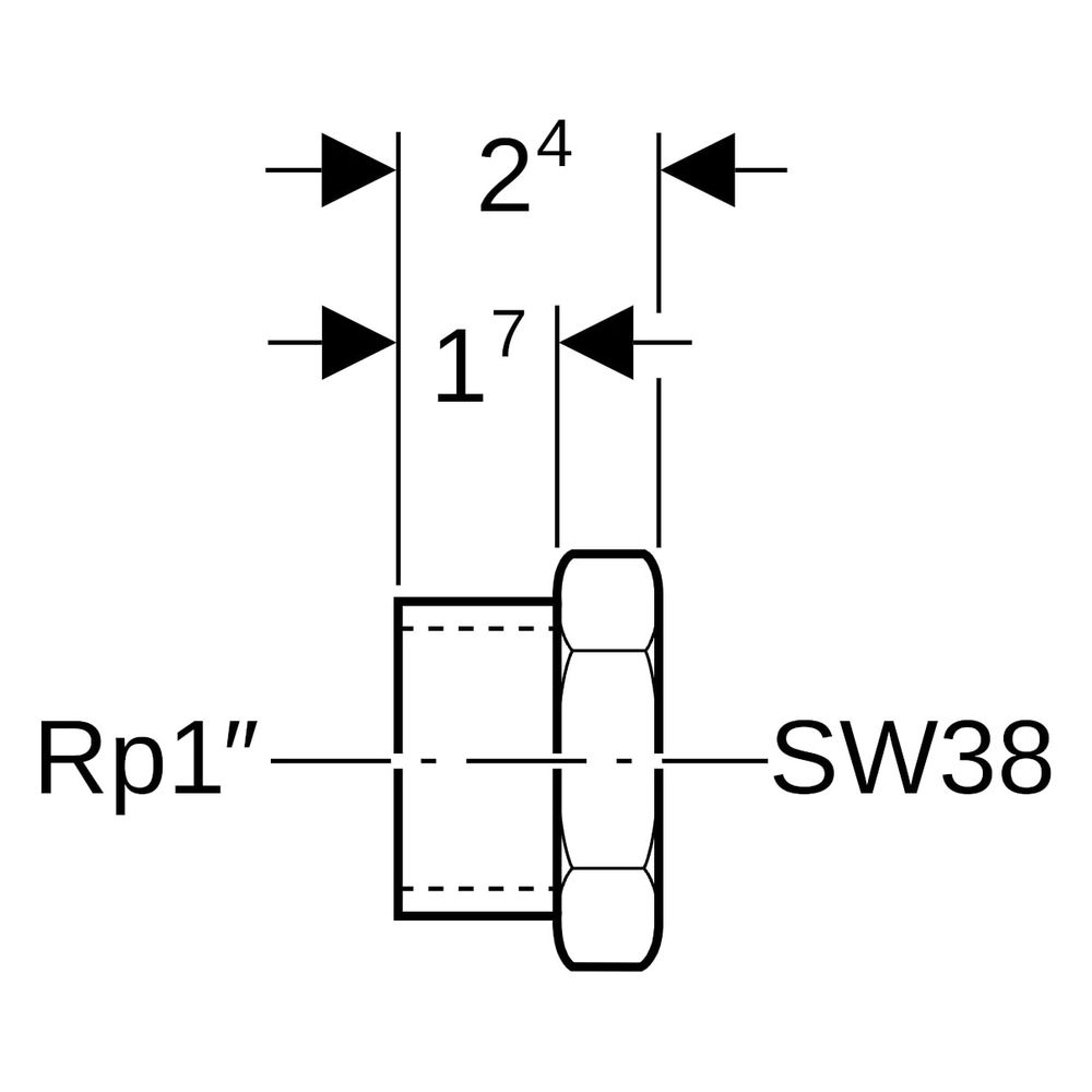 Geberit Kappe mit Innengewinde, Rp 1", 2,4cm, 38mm, Messing, 613481001... GEBERIT-613481001 4025416045458 (Abb. 7)