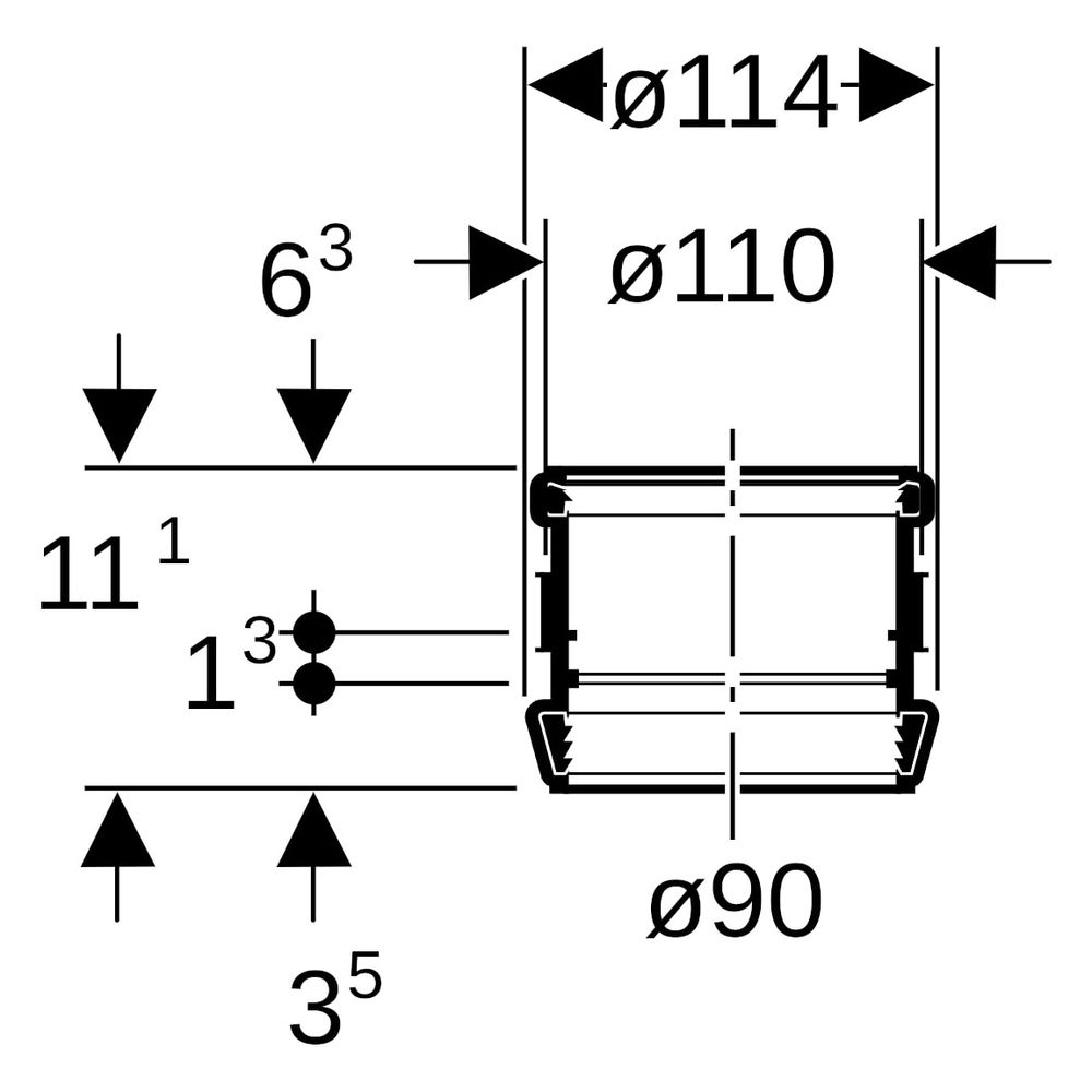 Geberit Stütz- und Dehnmuffe Silent-db20, DN 90, PP, Schwarz, 308002141... GEBERIT-308002141 4025416084501 (Abb. 7)