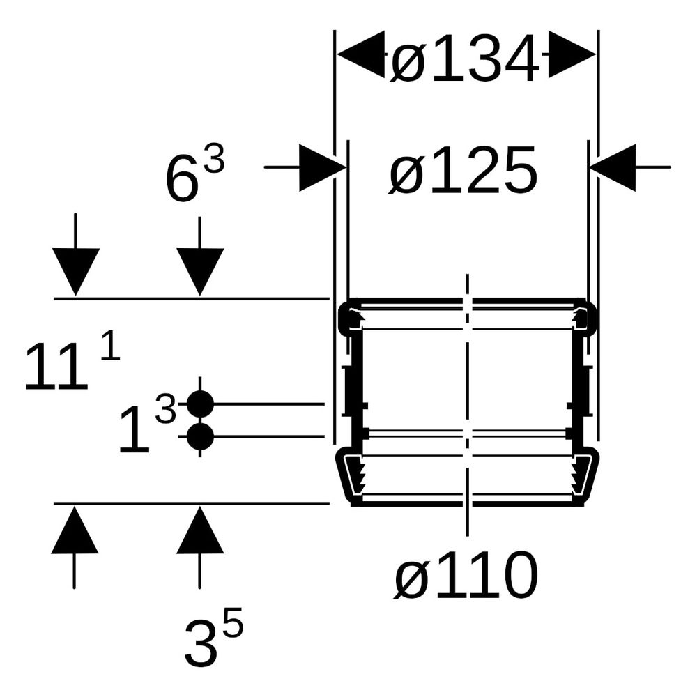 Geberit Stütz- und Dehnmuffe Silent-db20, DN 100, 110mm, PP, Schwarz, 310002141... GEBERIT-310002141 4025416085010 (Abb. 7)