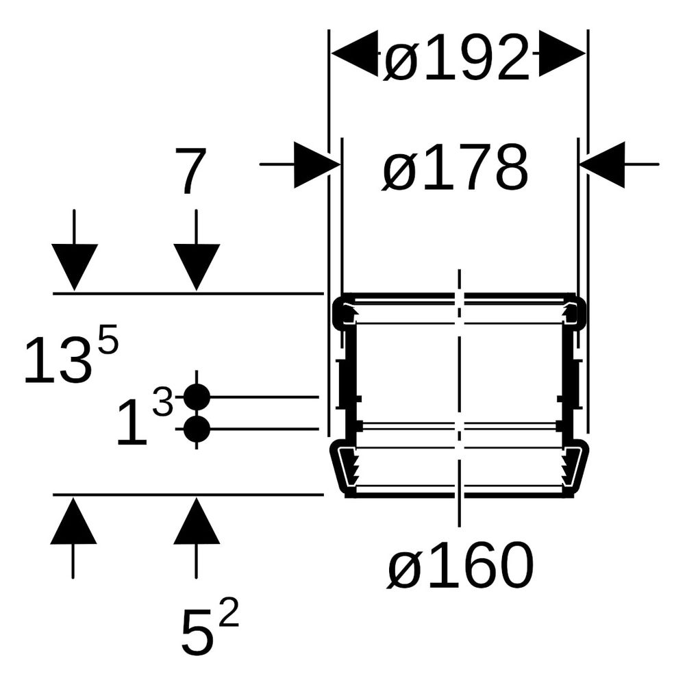 Geberit Stütz- und Dehnmuffe Silent-db20, DN 150, 160mm, PP, Schwarz, 315002141... GEBERIT-315002141 4025416862468 (Abb. 7)
