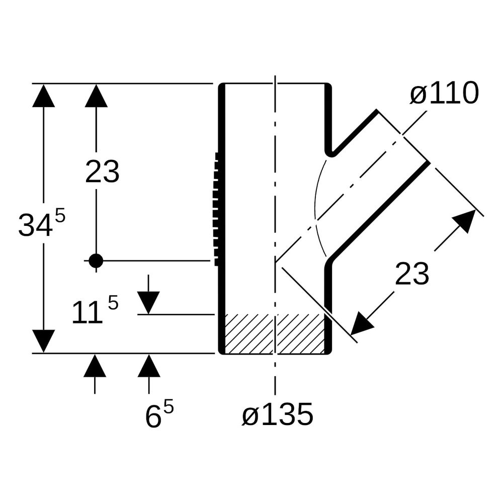 Geberit Silent-db20 Abzweig, 45 Grad, 135x110mm, PE-S2, Schwarz, 312104141... GEBERIT-312104141 4025416162421 (Abb. 6)