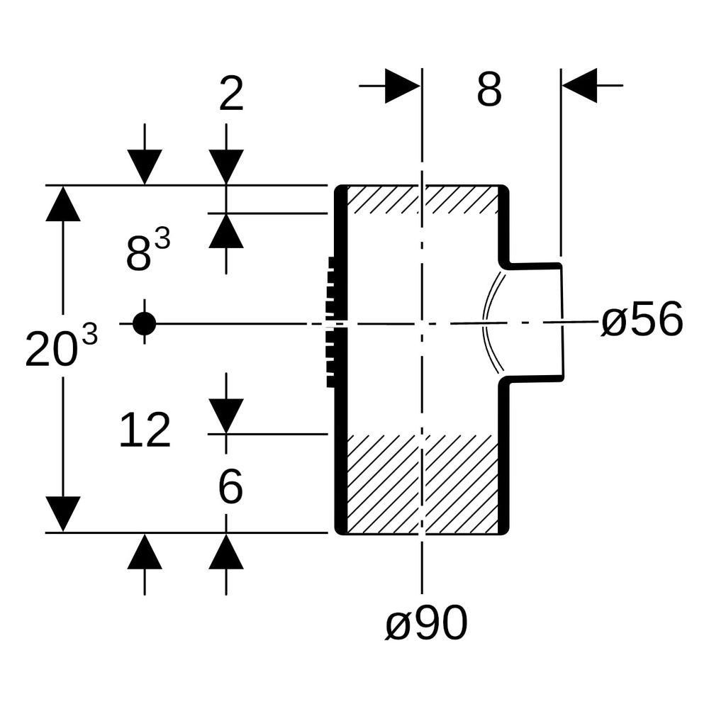 Geberit Abzweig Silent-db20, 88,5 Grad, 90/56mm, PE-S2, Schwarz, 308058141... GEBERIT-308058141 4025416084525 (Abb. 6)