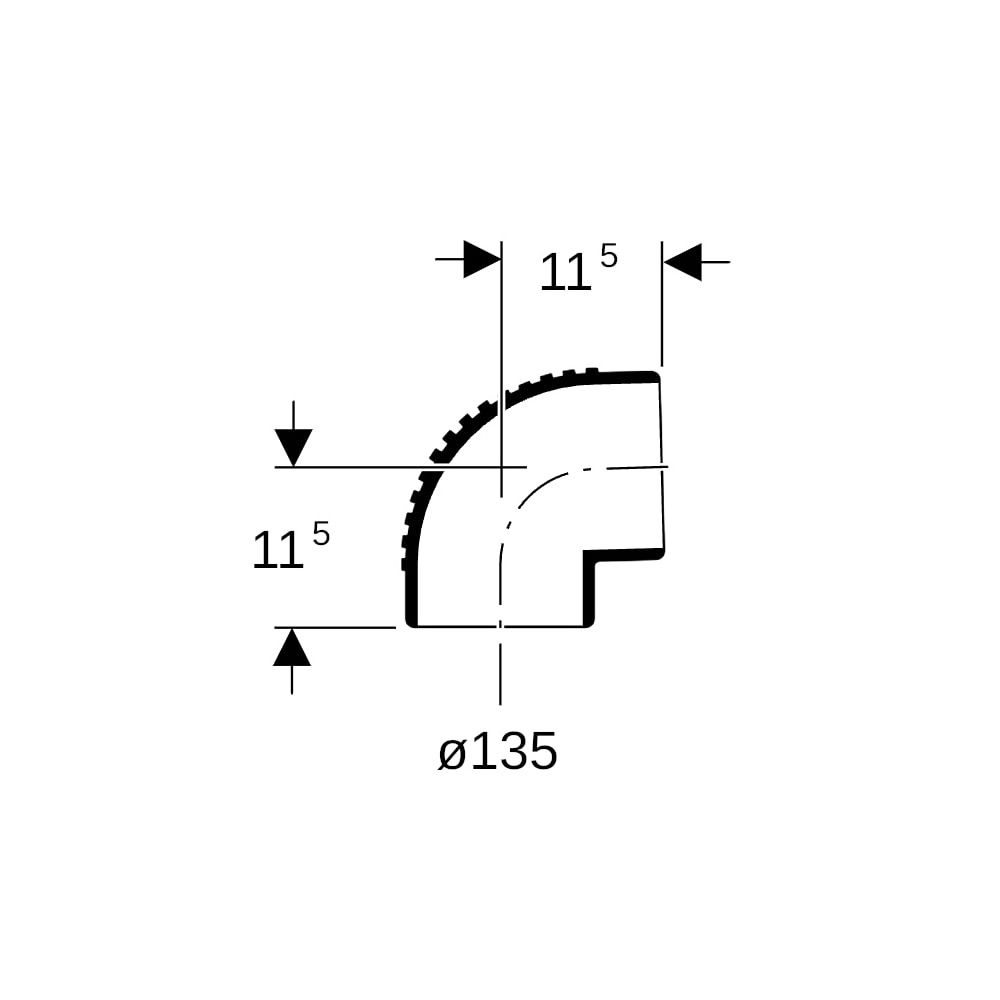 Geberit Silent db20 Bogen 88,5 Grad Außendurchmesser 135mm... GEBERIT-312880141 4025416162605 (Abb. 5)