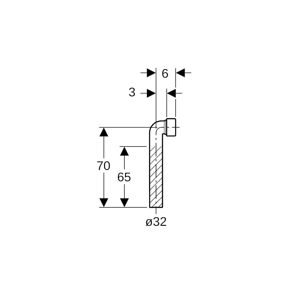 Geberit Anschlussbogen 90 Grad, Quetschverschraubung Durchmesser 32/32, Weiß, Höhe 7... GEBERIT-152240111 4025410072658 (Abb. 4)