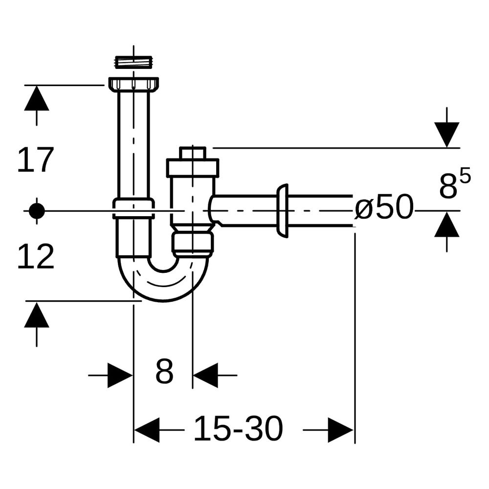 Geberit Siphon Rohrbogengeruchsverschluss für Waschbecken absperrbar, Rückflussverh... GEBERIT-152861111 4025416022893 (Abb. 10)