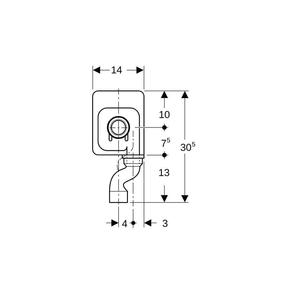 Geberit Unterputz-Geruchsverschluss für Urinal, Abgang vertikal Außendurchmesser 50m... GEBERIT-152627161 4025416019411 (Abb. 6)