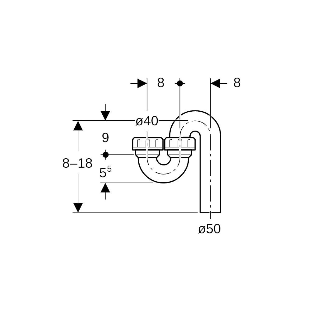 Geberit Siphon Rohrbogengeruchsverschluss für Ausgussbecken, Quetschverschraubung Ei... GEBERIT-152032161 4025416016663 (Abb. 5)