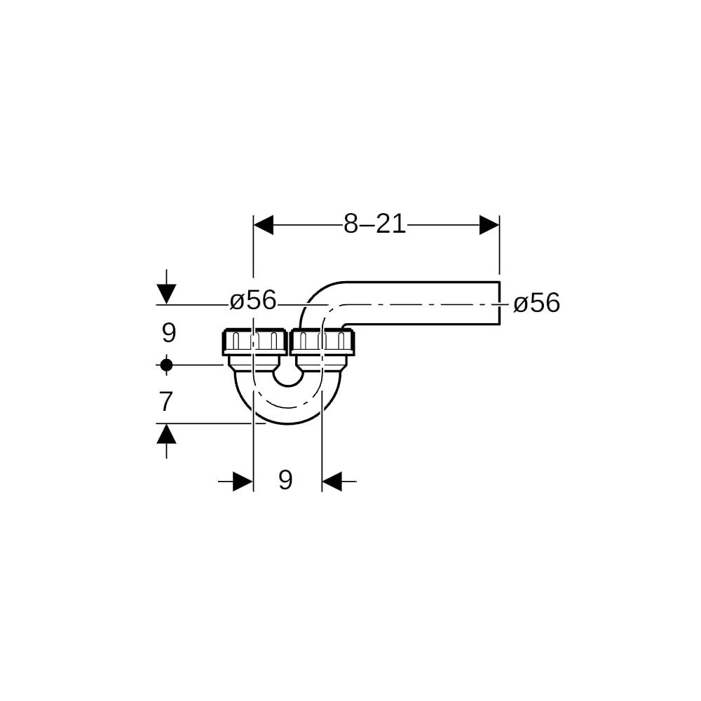 Geberit Siphon Rohrbogengeruchsverschluss für Ausgussbecken, Quetschverschraubung Ei... GEBERIT-152044161 4025416016786 (Abb. 5)