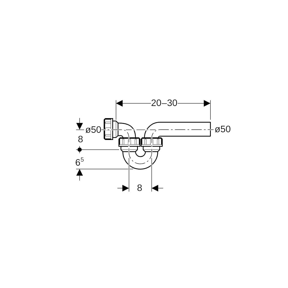 Geberit Rohrbogengeruchsverschluss für Ausgussbecken, Einlauf horizontal, Abgang hor... GEBERIT-152040161 4025416016748 (Abb. 5)
