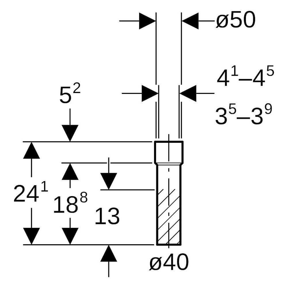 Geberit PE Übergangsstutzen mit Schrumpfmuffe, D 40mm, ID 50mm, Edelstahl... GEBERIT-152153161 4025416017738 (Abb. 6)