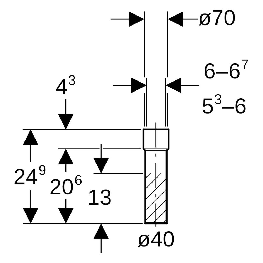 Geberit Übergangsstutzen mit Schrumpfmuffe, DN 40, 40x70mm, PE-HD, Schwarz, 15215516... GEBERIT-152155161 4025416017752 (Abb. 6)
