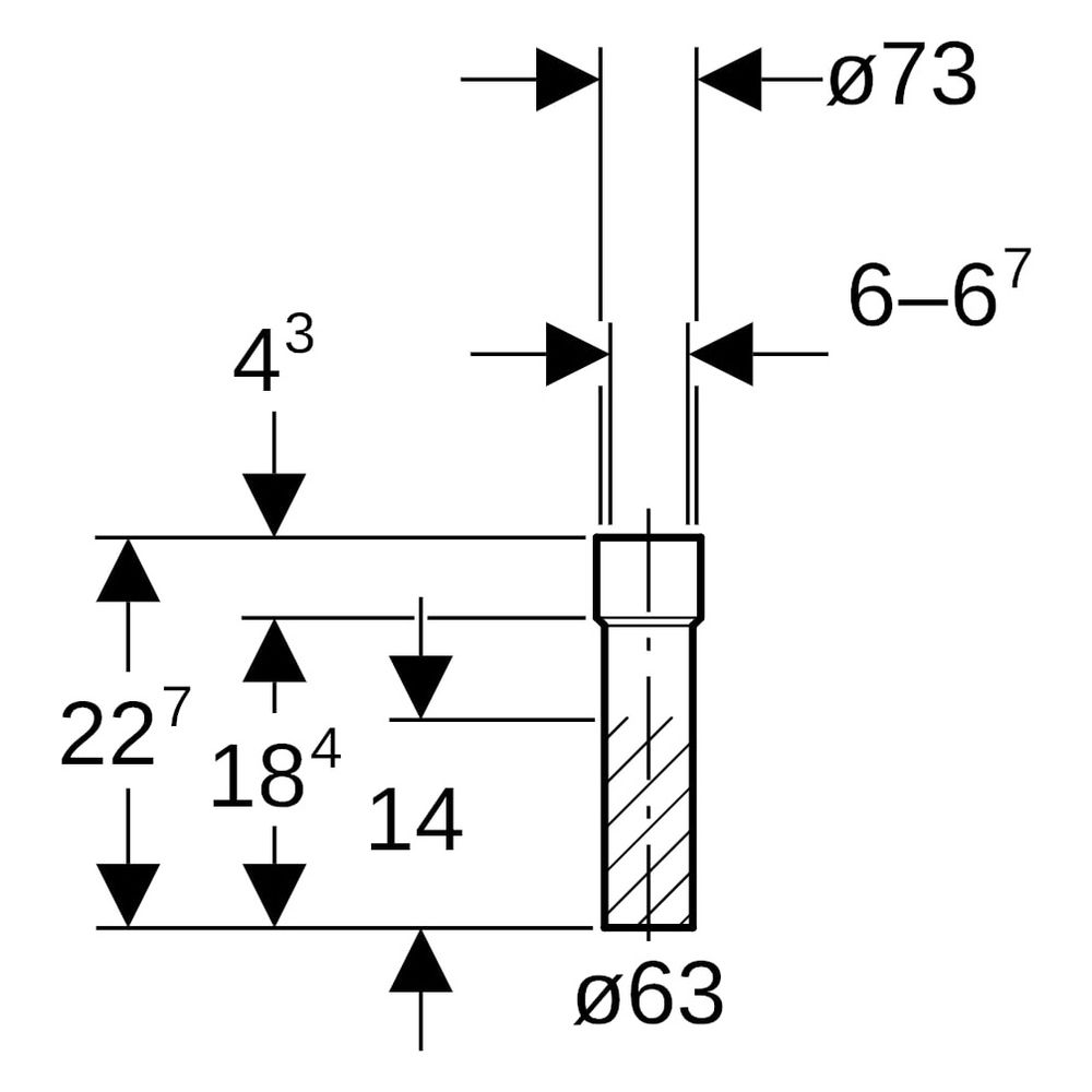 Geberit PE Übergangsstutzen mit Schrumpfmuffe Durchmesser 63x73mm, Höhe 22,7cm, Weiß... GEBERIT-152657161 4025416019992 (Abb. 5)