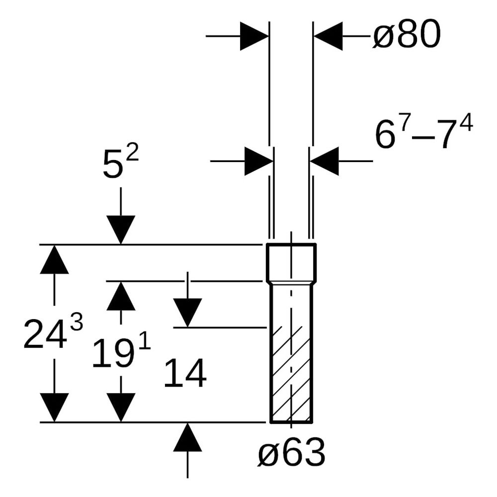 Geberit PE Übergangsstutzen mit Schrumpfmuffe Durchmesser 63x80mm, Höhe 24,3cm, Weiß... GEBERIT-152658161 4025416020004 (Abb. 5)