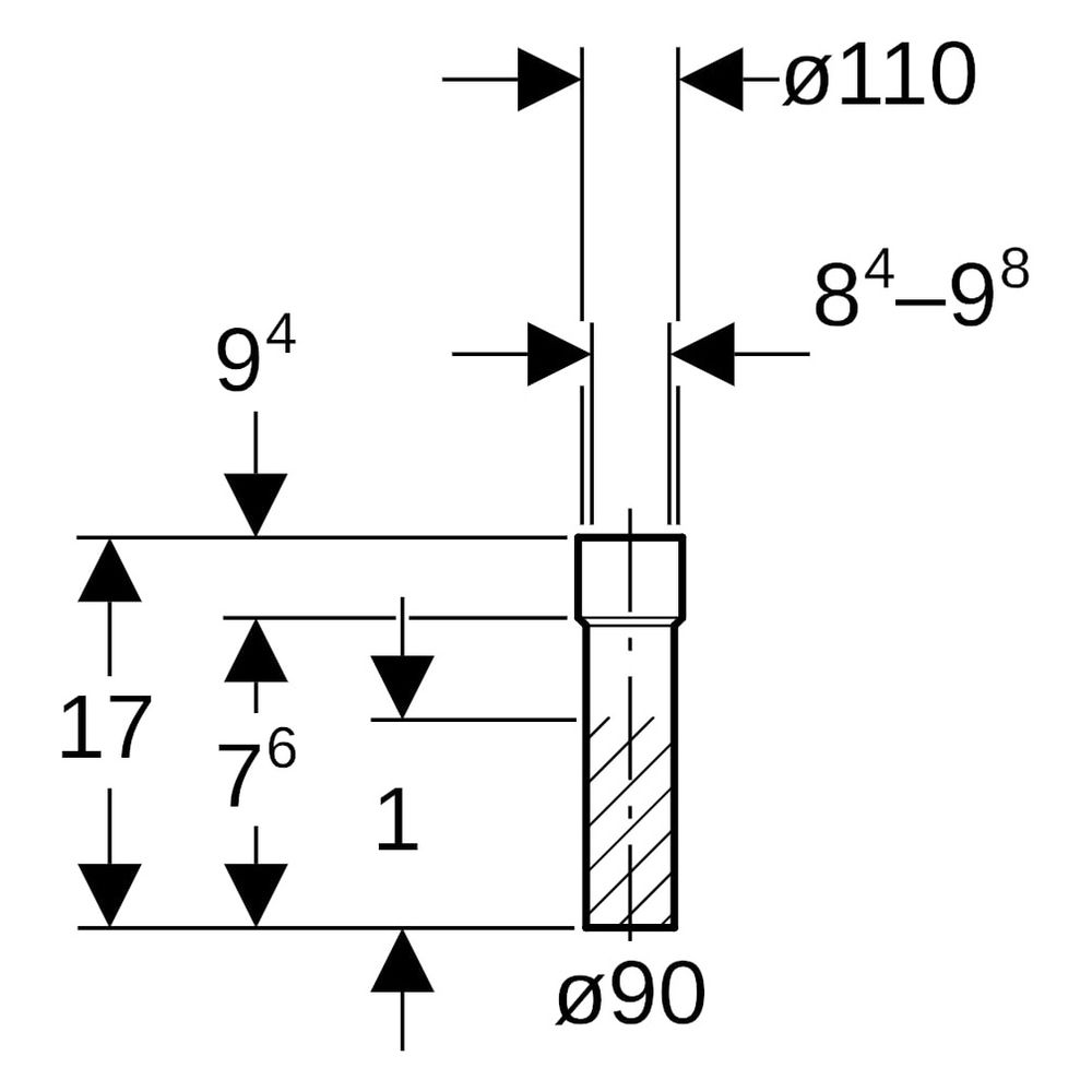 Geberit PE Übergangsstutzen mit Schrumpfmuffe Außendurchmesser 90mm, 366550161... GEBERIT-366550161 4025416029281 (Abb. 6)