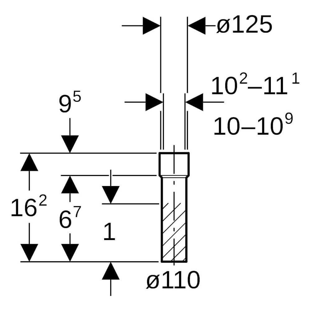 Geberit Übergangsstutzen mit Schrumpfmuffe, DN 100, 110x125mm, PE-HD, Schwarz... GEBERIT-367551161 4025416031659 (Abb. 6)