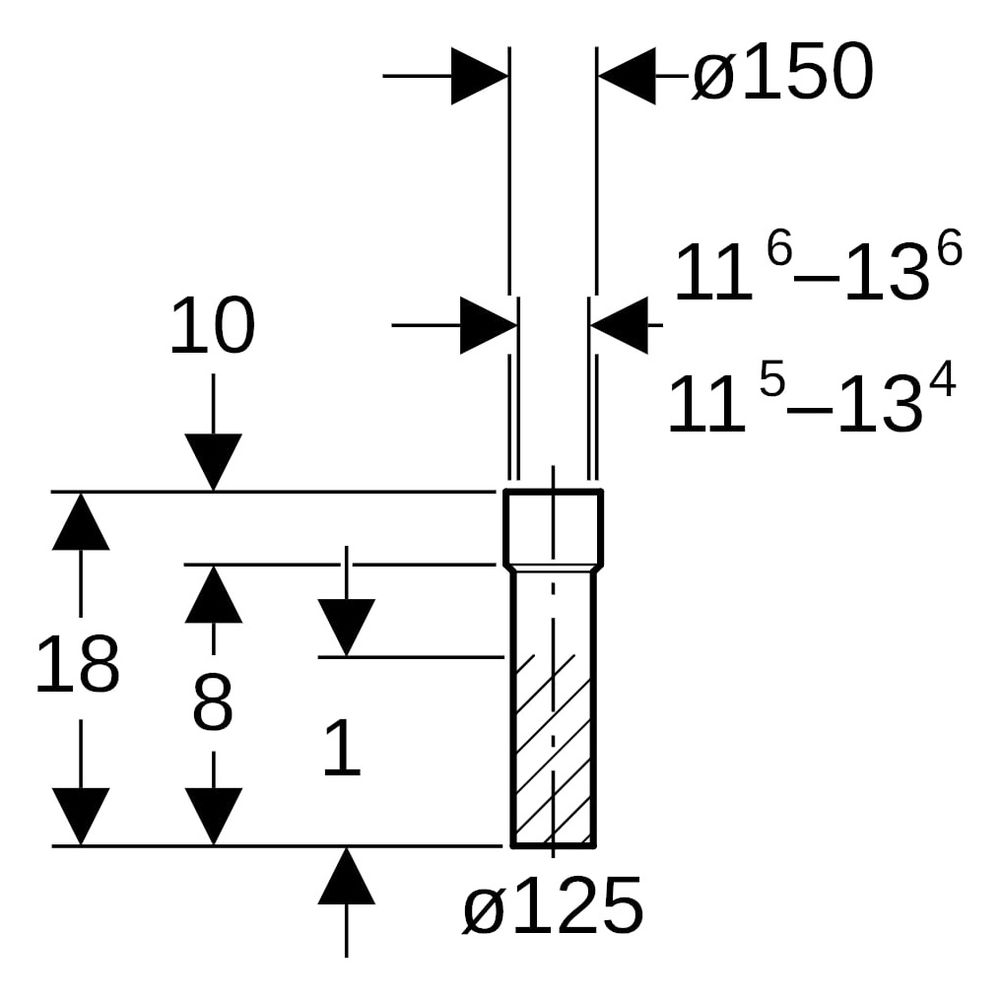 Geberit PE Übergangsstutzen mit Schrumpfmuffe Außendurchmesser 125mm, 368550161... GEBERIT-368550161 4025416033783 (Abb. 6)