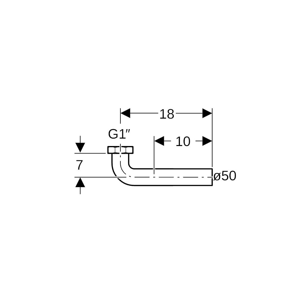 Geberit Anschlussbogen 90 Grad mit Überwurfmutter, d 50mm, G 1 1/4", Schwarz... GEBERIT-152116161 4025416017448 (Abb. 5)