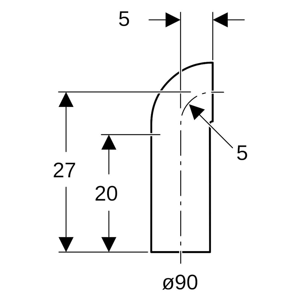 Geberit PE Bogen 90 Grad mit langem Schenkel, kleinem Radius 90 Grad, Außendurchmess... GEBERIT-366876161 4025416030195 (Abb. 6)