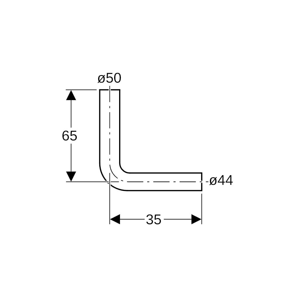 Geberit Spülbogen 90 Grad halbhochhängend Außendurchmesser 50mm, X1 35cm, Manhattan... GEBERIT-118007CG1 4025416006572 (Abb. 5)