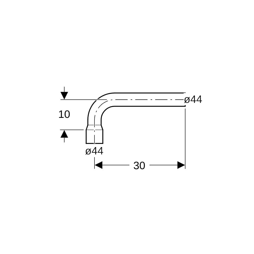 Geberit Spülbogenverlängerung 90 Grad mit Steckmuffe Außendurchmesser 44mm, Alpinwei... GEBERIT-118011111 4025416006688 (Abb. 5)