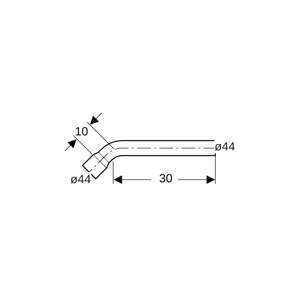 Geberit Spülbogenverlängerung 45 Grad, 30x10cm, mit Steckmuffe Außendurchmesser 44mm... GEBERIT-118020111 4025416006879 (Abb. 5)