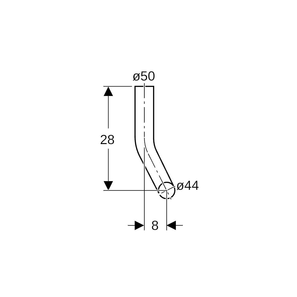 Geberit Spülbogen 90 Grad, 28x21cm, rechts gekröpft, Außendurchmesser 50mm, A 8cm, A... GEBERIT-118113111 4025416007494 (Abb. 7)