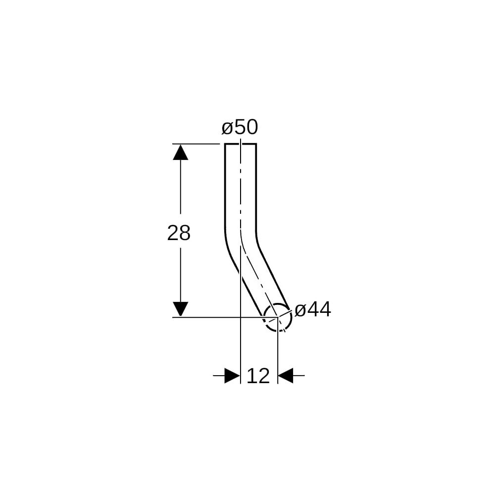 Geberit Spülbogen 90 Grad, 28x21cm, rechts gekröpft, Außendurchmesser 50mm, A 12cm, ... GEBERIT-118115111 4025416007579 (Abb. 7)