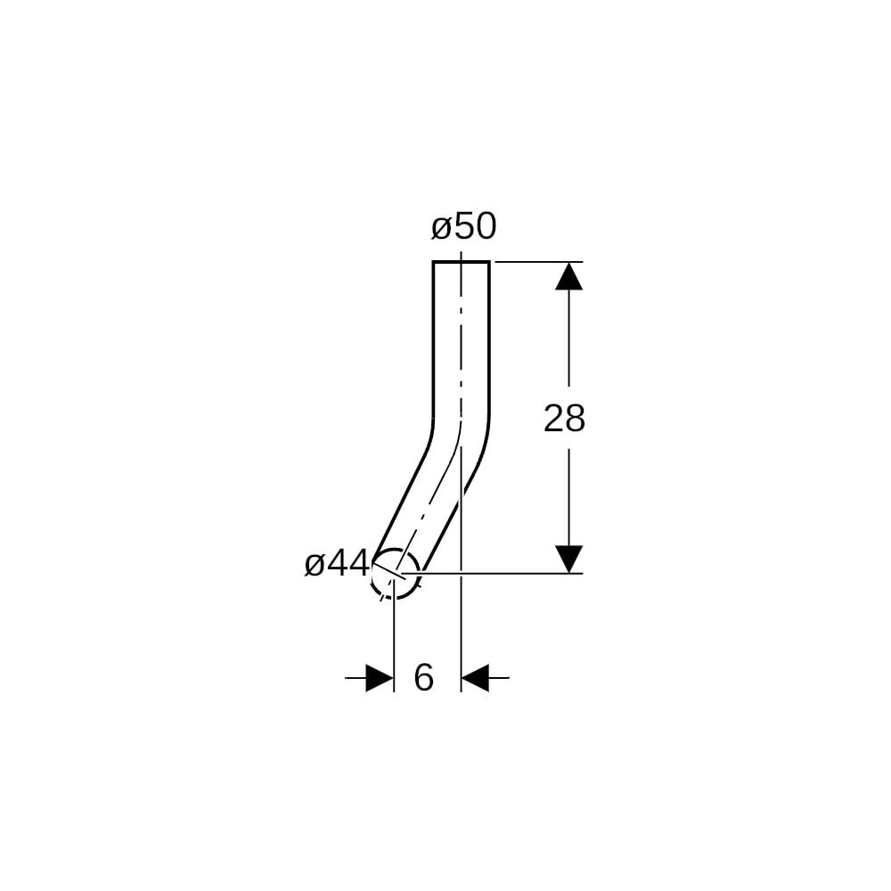 Geberit Spülbogen 90 Grad, 28x21cm, links gekröpft, Außendurchmesser 50mm, A 6cm, Al... GEBERIT-118122111 4025416007760 (Abb. 7)