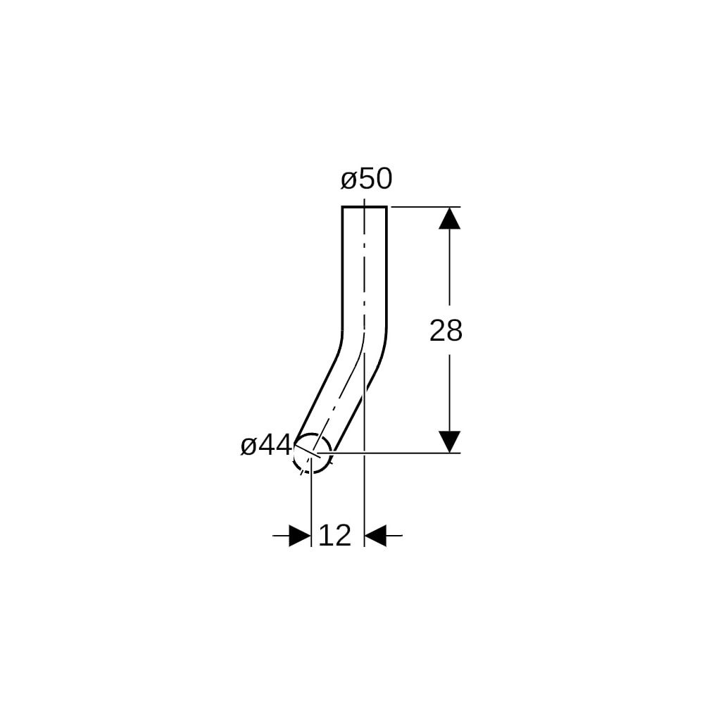 Geberit Spülbogen 90 Grad, 28x21cm, links gekröpft, Außendurchmesser 50mm, A 12cm, A... GEBERIT-118125111 4025416007869 (Abb. 7)