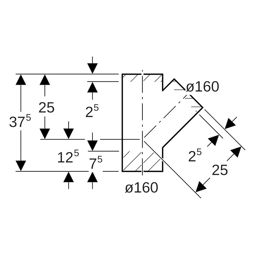 Geberit PE Abzweig 45 Grad, 160mm, PE-HD, Schwarz, 369145161... GEBERIT-369145161 4025416034568 (Abb. 6)
