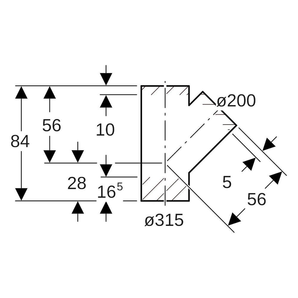 Geberit Abzweig 45 Grad, 315x200mm, PE-HD, Schwarz, 372146161... GEBERIT-372146161 4025416036548 (Abb. 6)