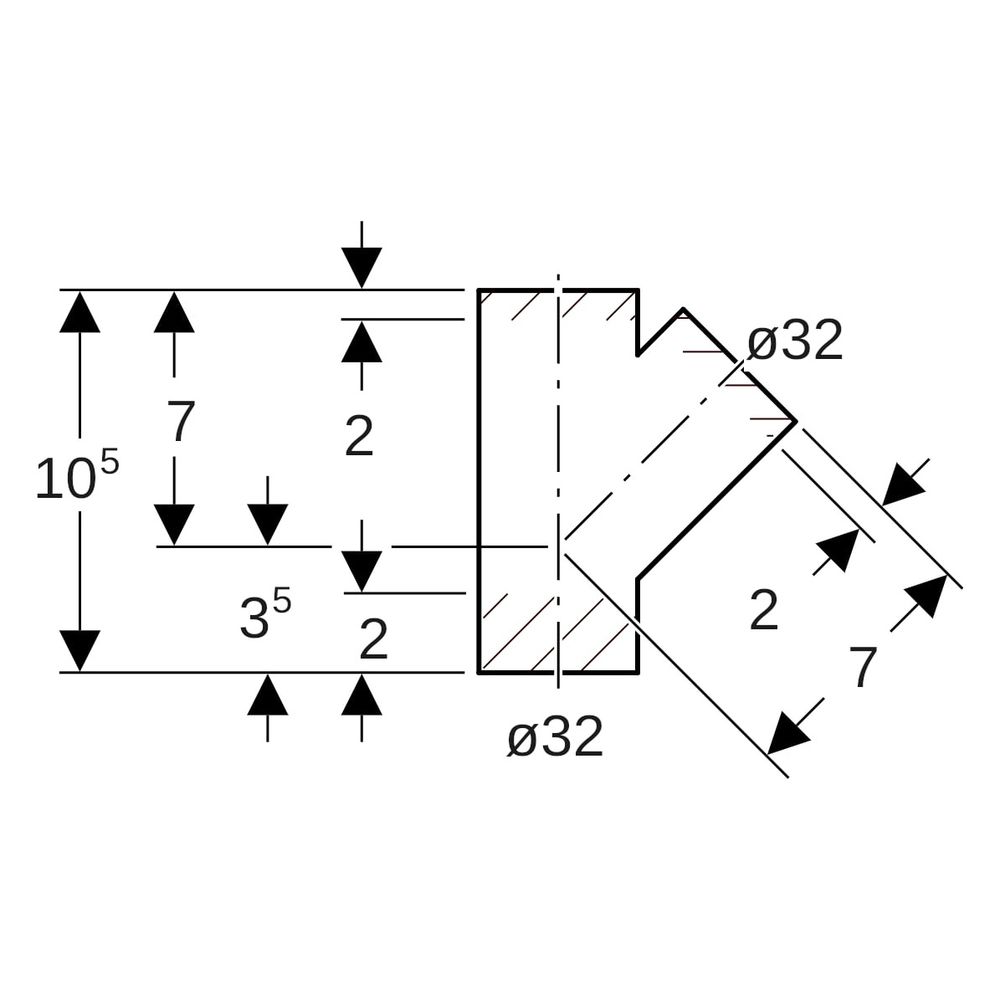 Geberit Abzweig PE 45 Grad, 32mm, PE-HD, Schwarz, 379108161... GEBERIT-379108161 4025416037064 (Abb. 6)