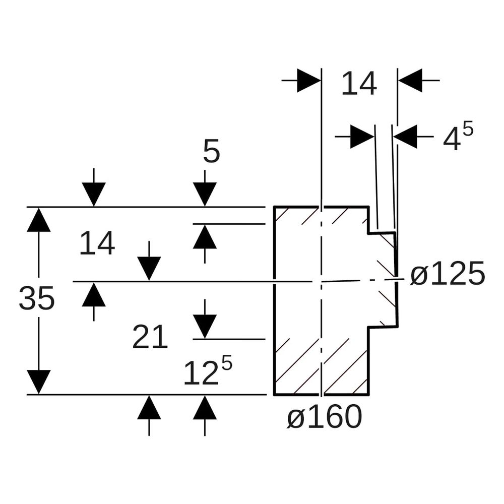 Geberit Abzweig PE, 160x125mm, PE-HD, Schwarz, 369189161... GEBERIT-369189161 4025416034629 (Abb. 6)